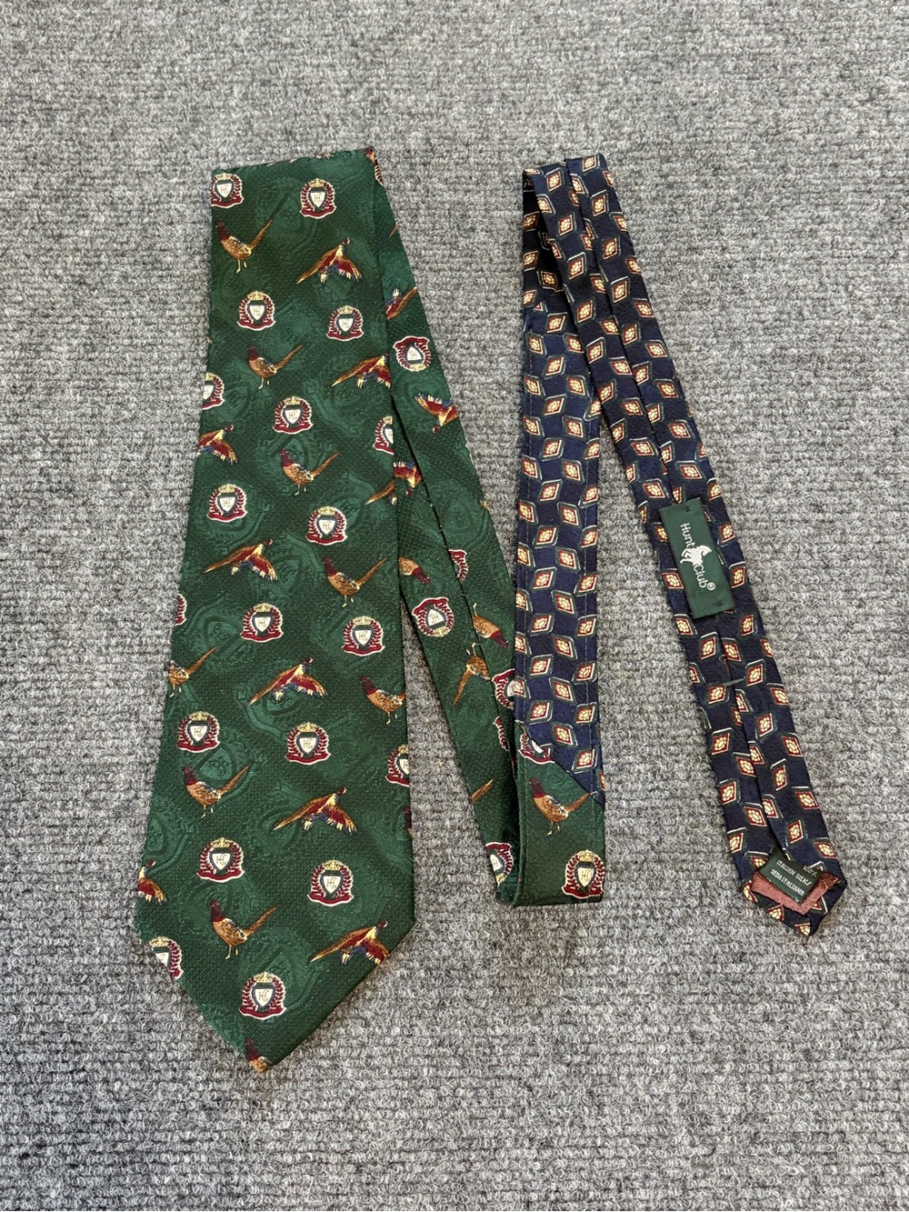 Vintage Hunt Club Silk Tie Pheasant Hunting Bird Green Novelty Wide Necktie